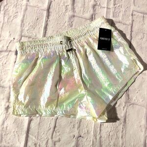 Forever 21 Holographic Iridescent Women's Athletic drawstring Shorts  Small NWT